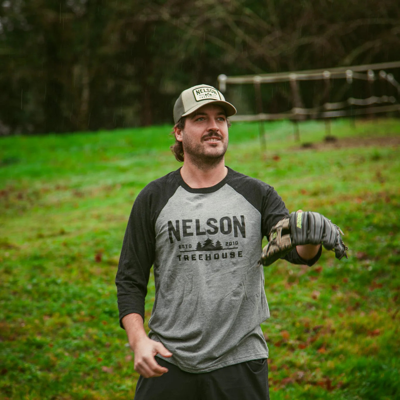 Nelson Treehouse Baseball Tee Shirt - Triblend Raglan 3/4 Sleeve | Be in a Tree - Image 4