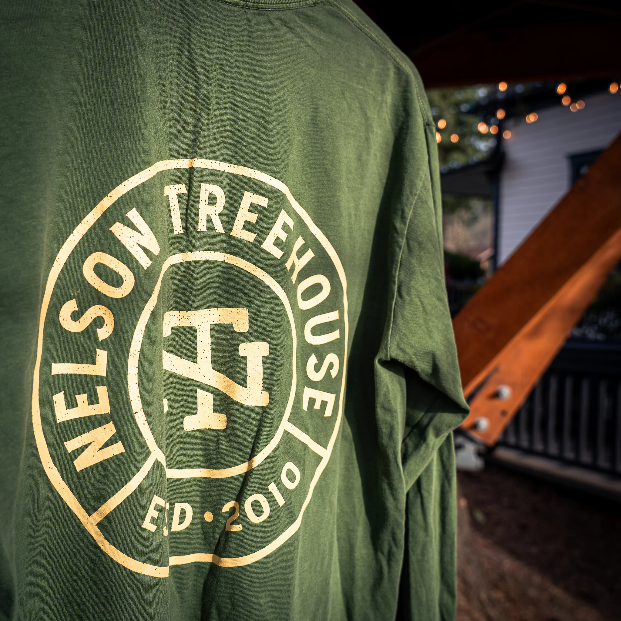 Nelson Treehouse Stamp Long Sleeve T-Shirt - Forest Green | Be in a Tree - Image 5